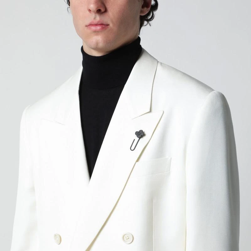 LARDINI White viscose double-breasted suit 4