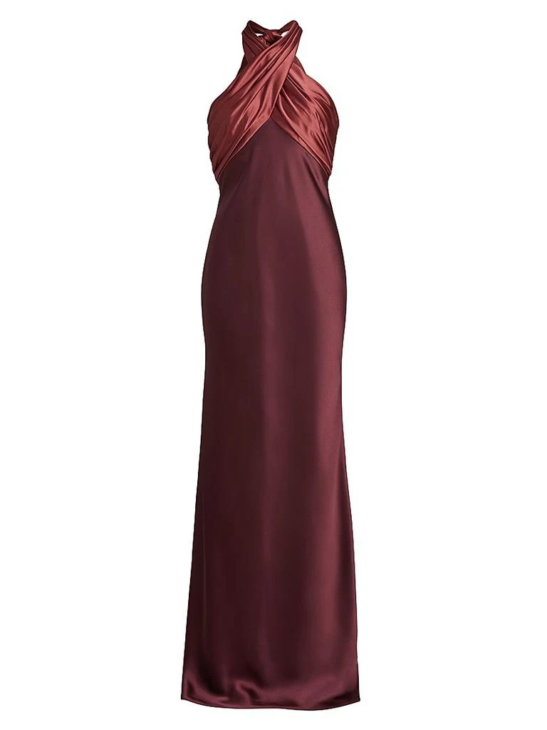 black silk dress halter neck Hydri Satin Halterneck Mini Dress in Black main image 1