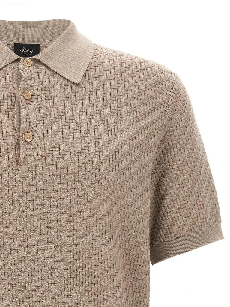 Brioni Brioni Woven Pattern Knitted Polo Shirt 3