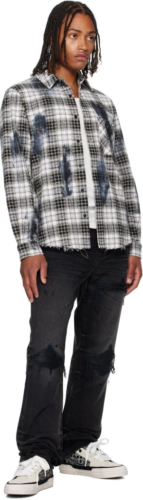 AMIRI Black 
White MA Quad Bleach Flannel Shirt 4