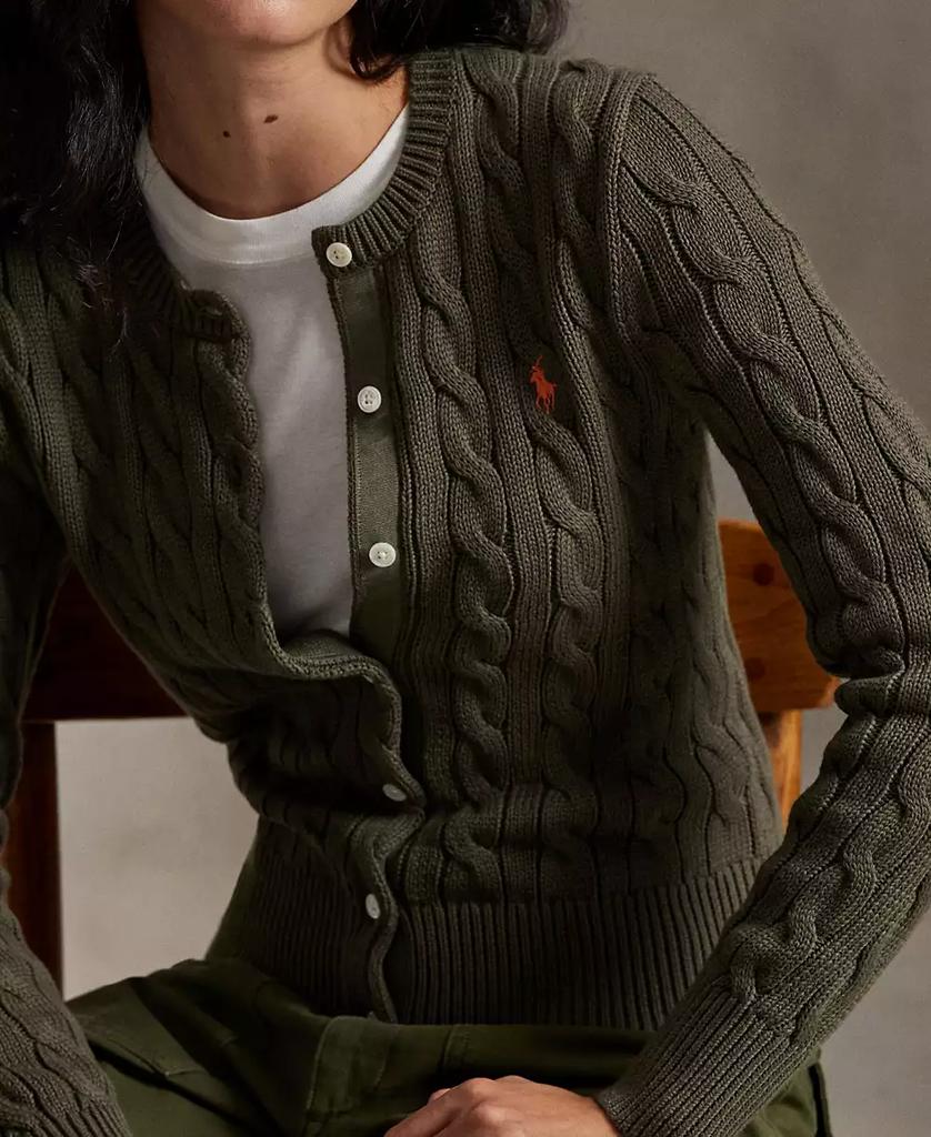 Ralph Lauren Women's Cable-Knit Cotton Crewneck Cardigan Sweater