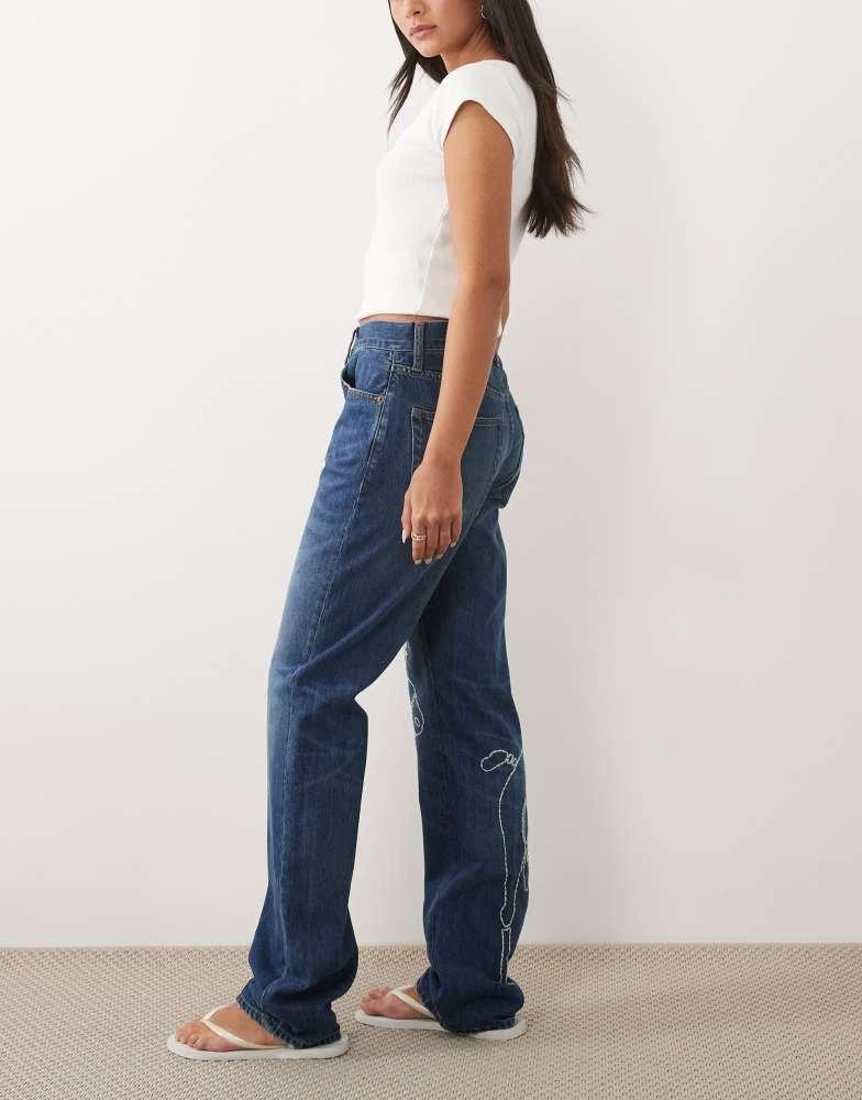 Ralph Lauren Polo Ralph Lauren straight leg jeans with embroidery in mid blue 2