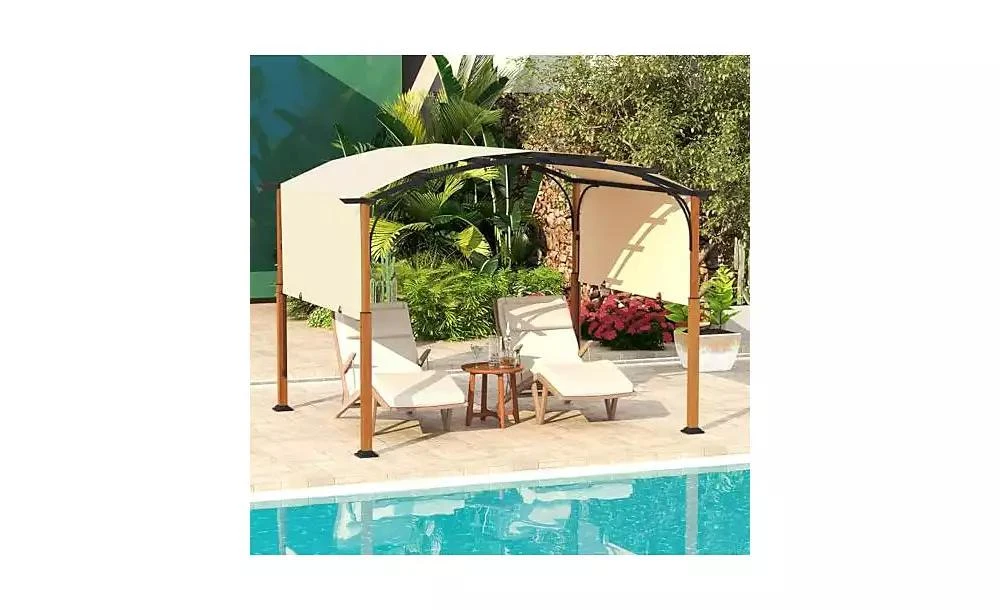 Mecale 10 x 12 FT Outdoor Retractable Pergola with Retractable Canopy for Patio