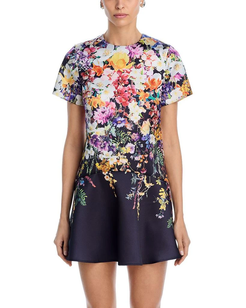 AQUA Placed Floral Drop Waist Mini Dress- Exclusive 7