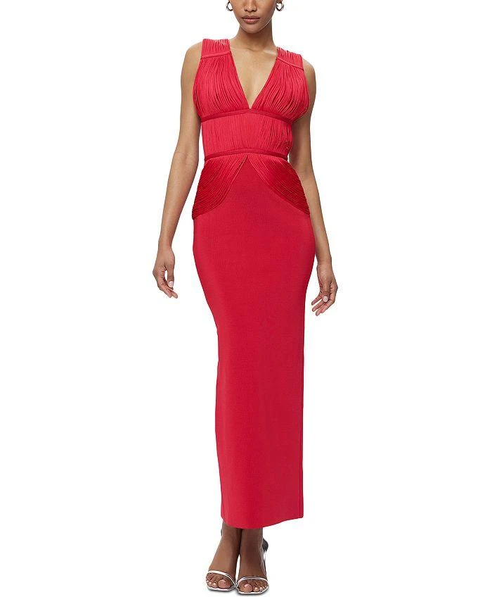 Herve Leger Lillian Draped Fringe Gown 1