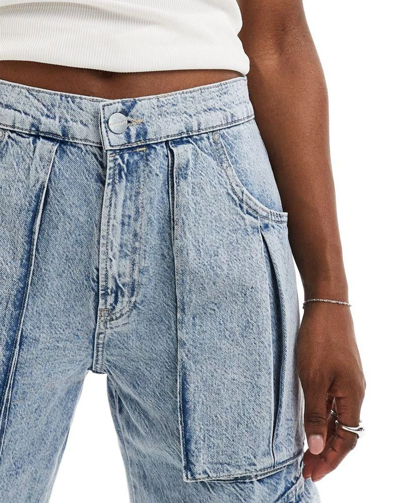 ALL SAINTS AllSaints Echo wide leg cargo jeans in light indigo 5
