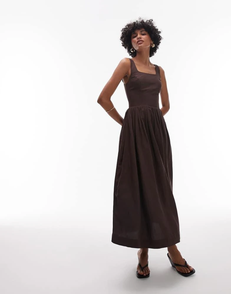 Shop & Other Stories midaxi dress with fitted bodice and volume hem in brown  on Sale at BeyondStyle  Get Lowest price in three month & Other Stories  midaxi dress with fitted