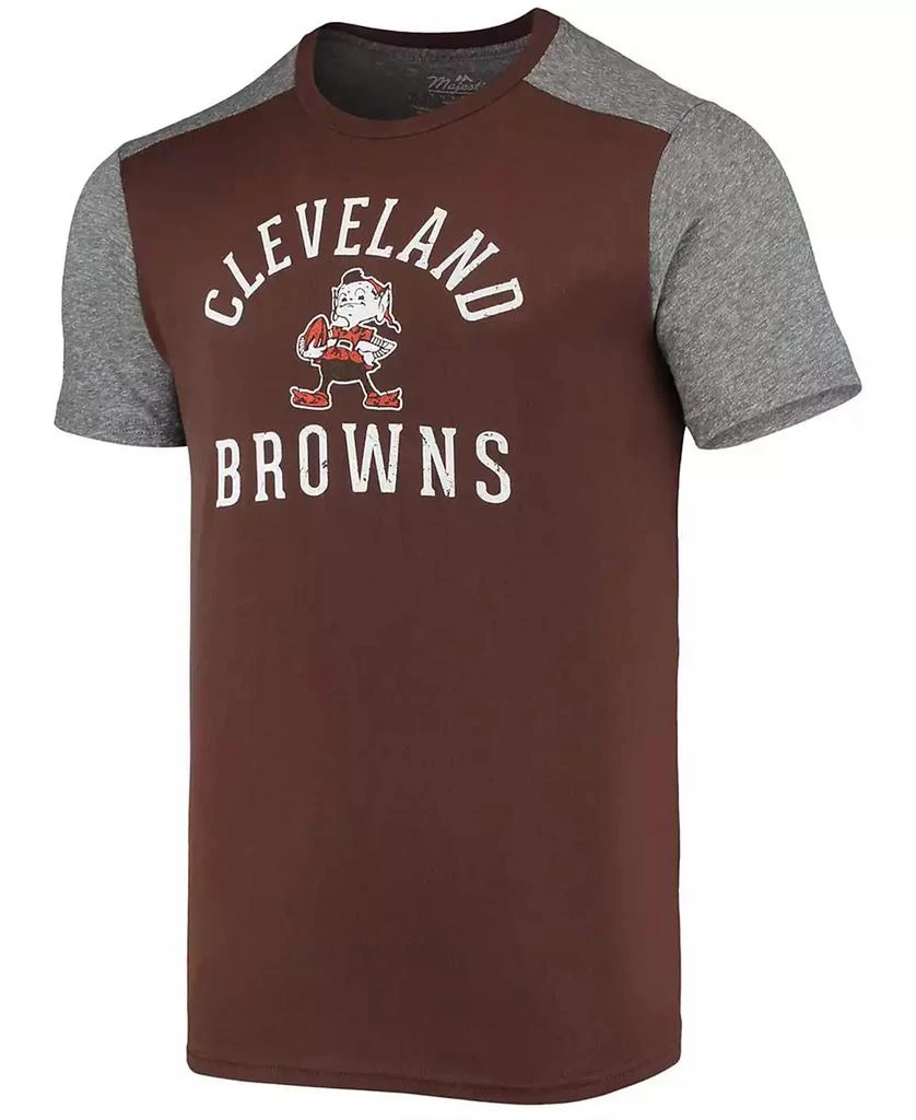 Majestic Men's Brown, Heathered Gray Cleveland Browns Gridiron Classics Field Goal Slub T-shirt 3