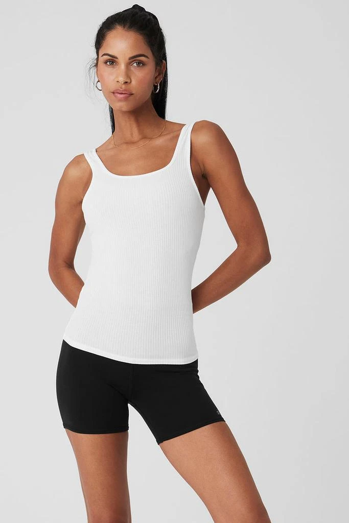 Alo Ribbed Sea Coast Scoop Neck Tank - White 1