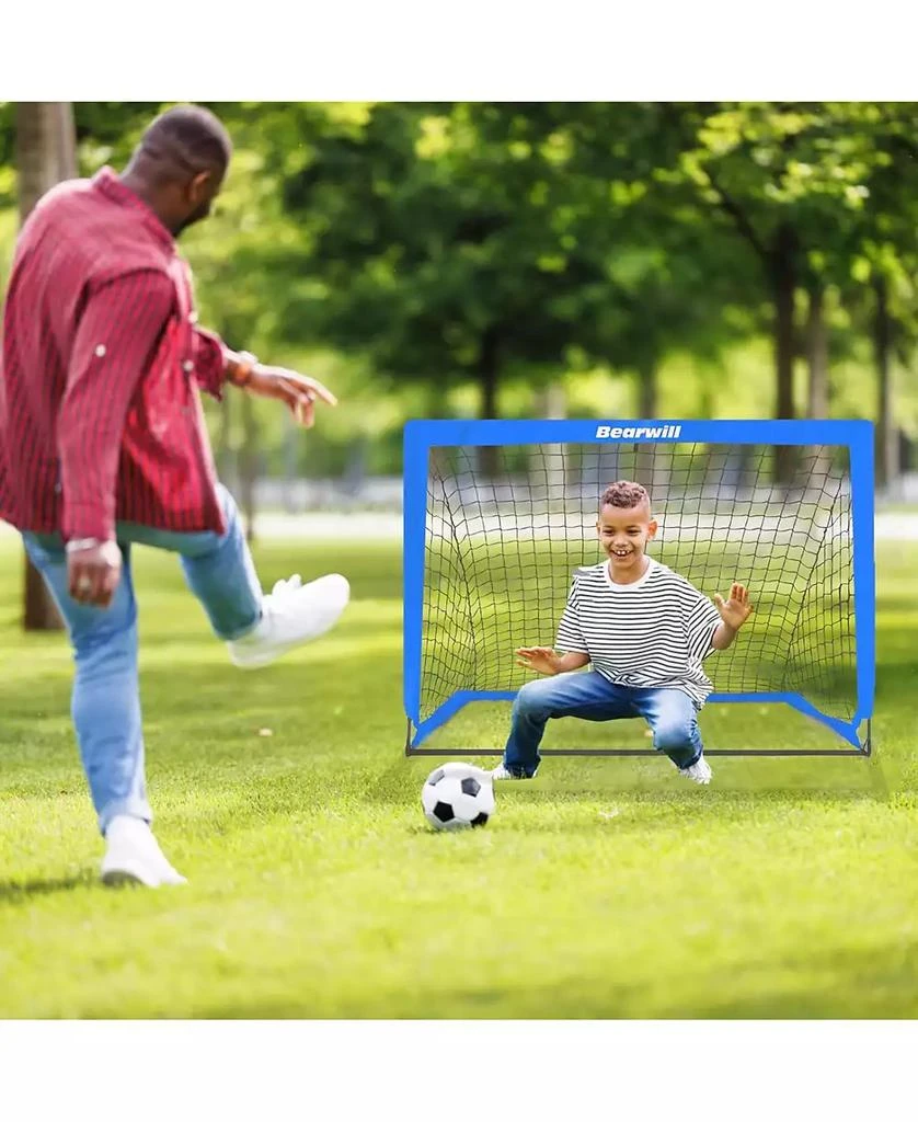 Bearwill Kids Soccer Goal Set of 2, 4x3FT Pop Up Backyard Goals with Training Kit - Includes Ball, Cones, Ladder 
Targets 9