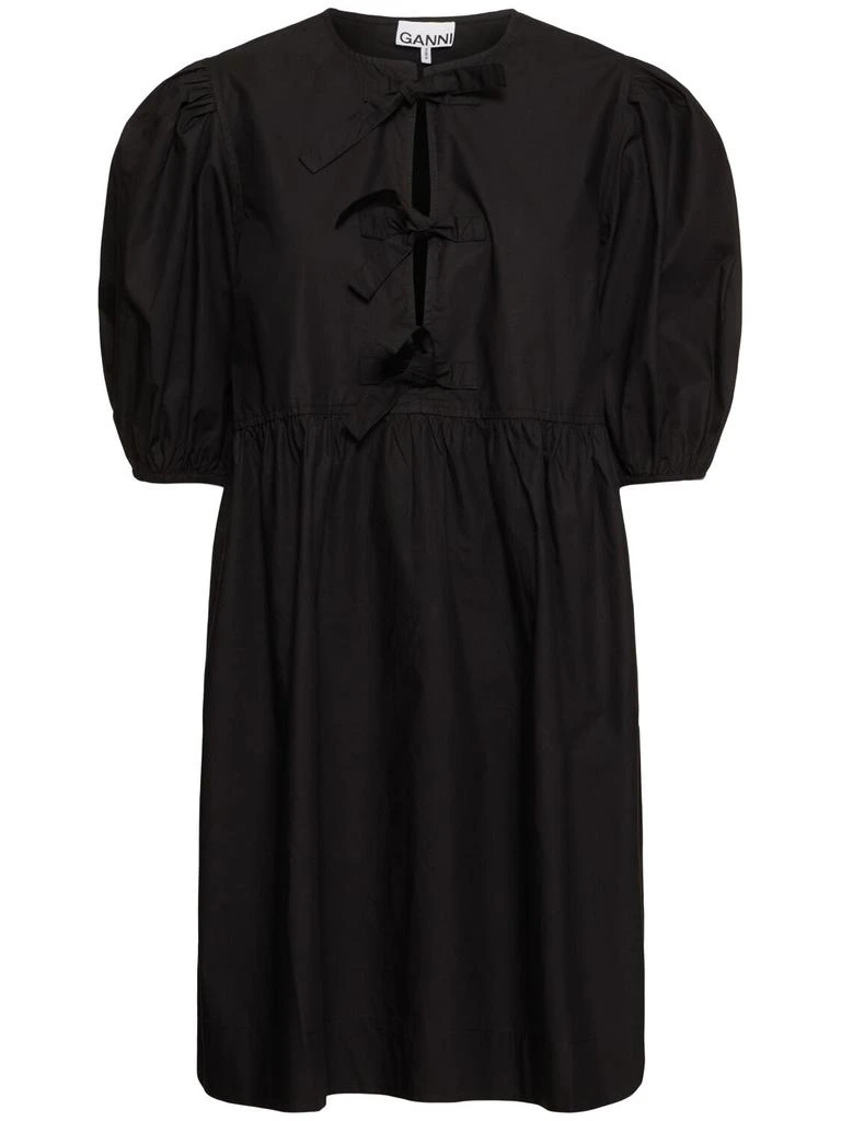 Ganni Tie String Cotton Poplin Mini Dress 1