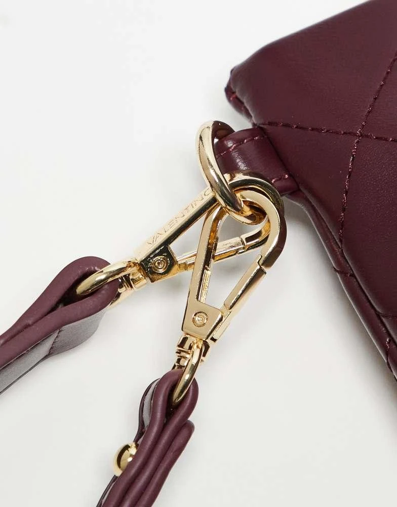 Mario Valentino Valentino nur re large quilted large clutch bag with wristlet strap in burgundy 2