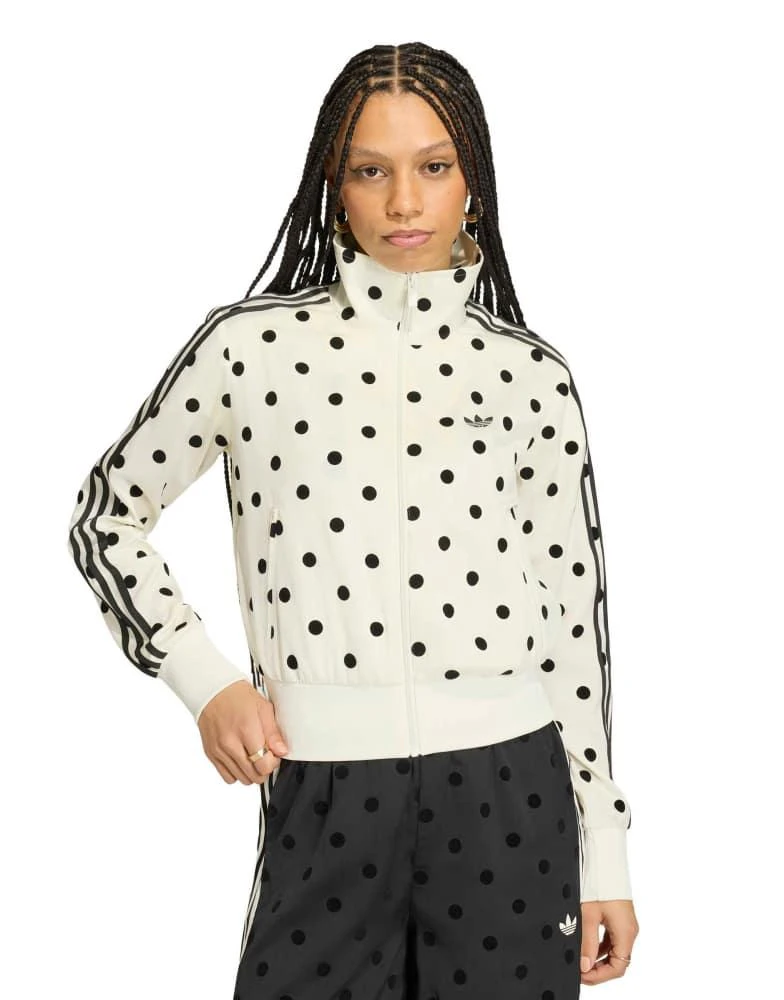 Adidas adidas Originals Firebird satin track top in white polka dot