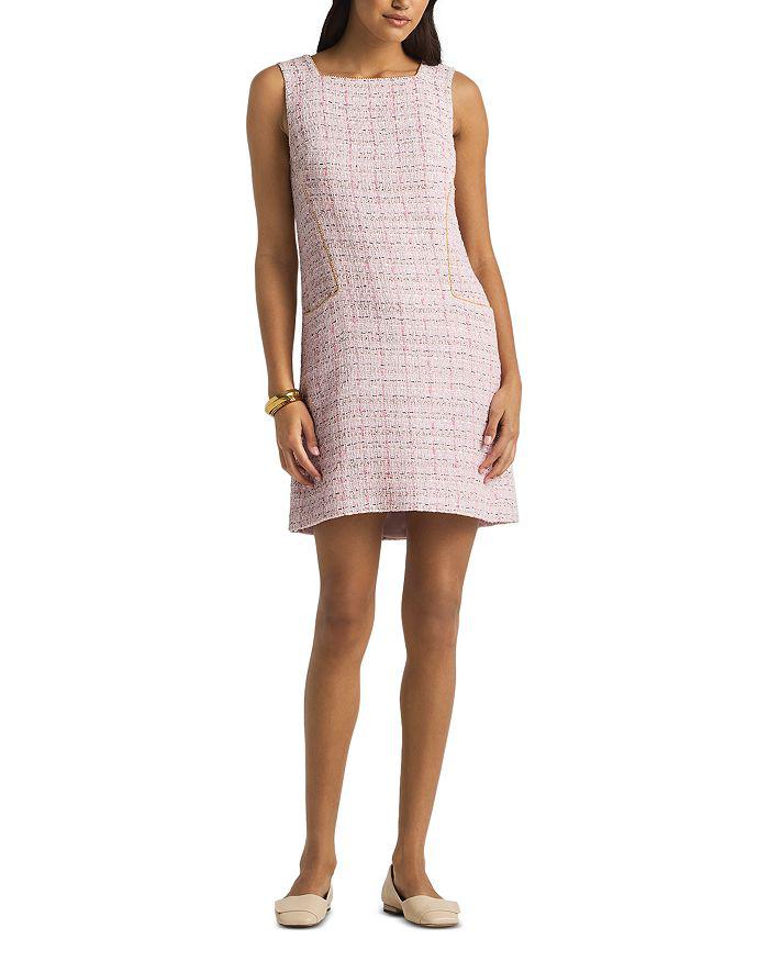 St. John Square Neck Tweed Dress