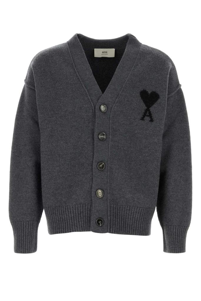 AMI Dark Grey Wool Cardigan