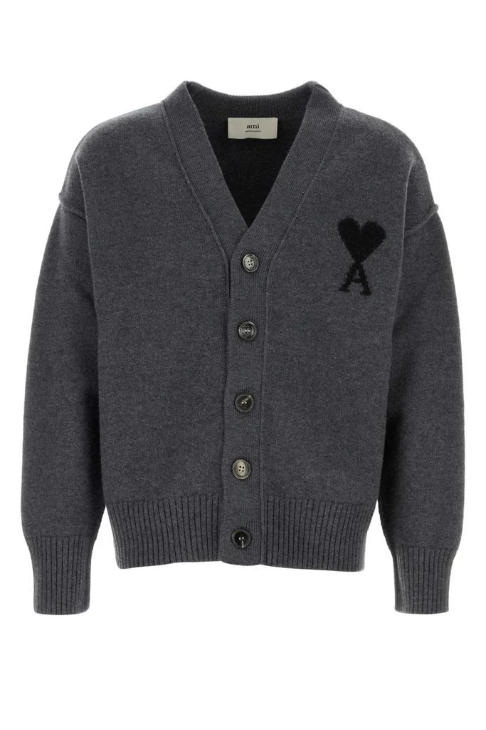 AMI Dark Grey Wool Cardigan 1