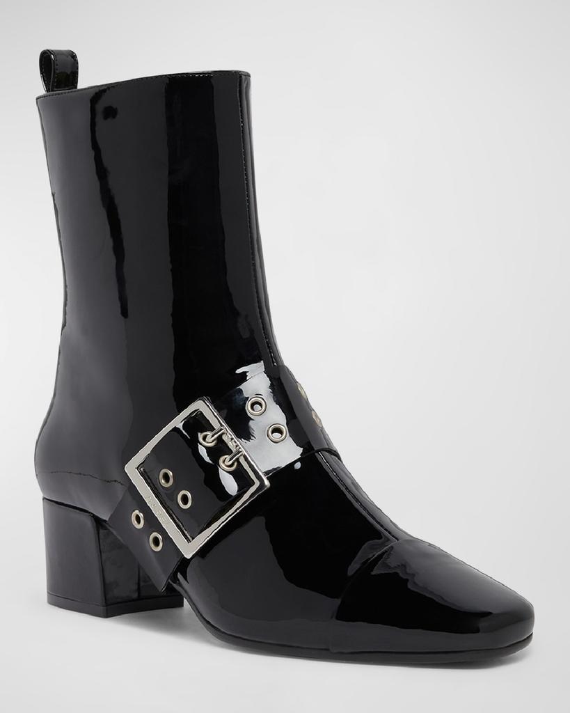 CAREL Rock Patent Buckle Ankle Booties