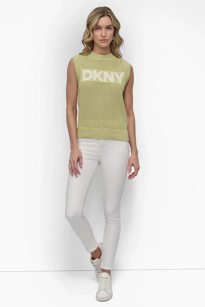 DKNY SLEEVELESS LOGO CREW NECK POINTELLE STITCH 5