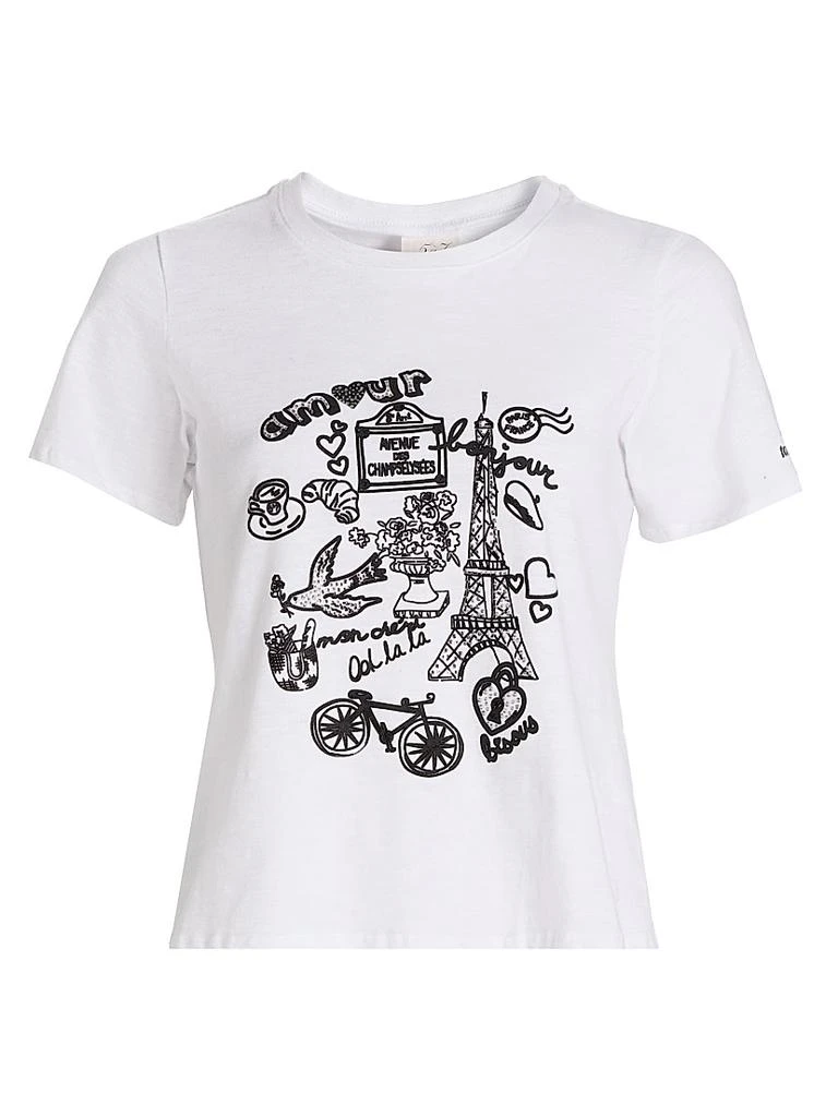 Cinq à Sept Paris Doodle Rhinestone-Embellished Cotton T-Shirt
