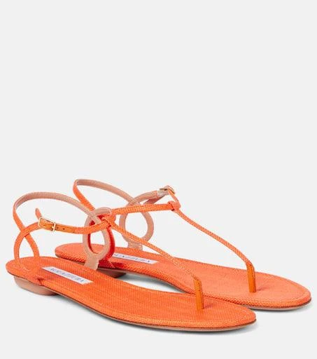 Aquazzura Almost Bare raffia-effect sandals 1