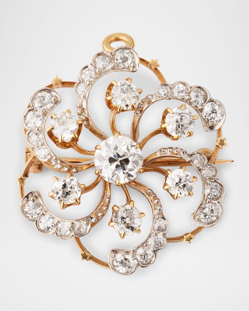 NM Estate Estate Platinum and 18K Yellow Gold Diamond Edwardian Scroll Pin Pendant