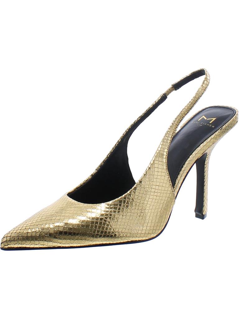 Marc Fisher LTD Emalyn 2 Womens Leather Snake Print Slingback Heels