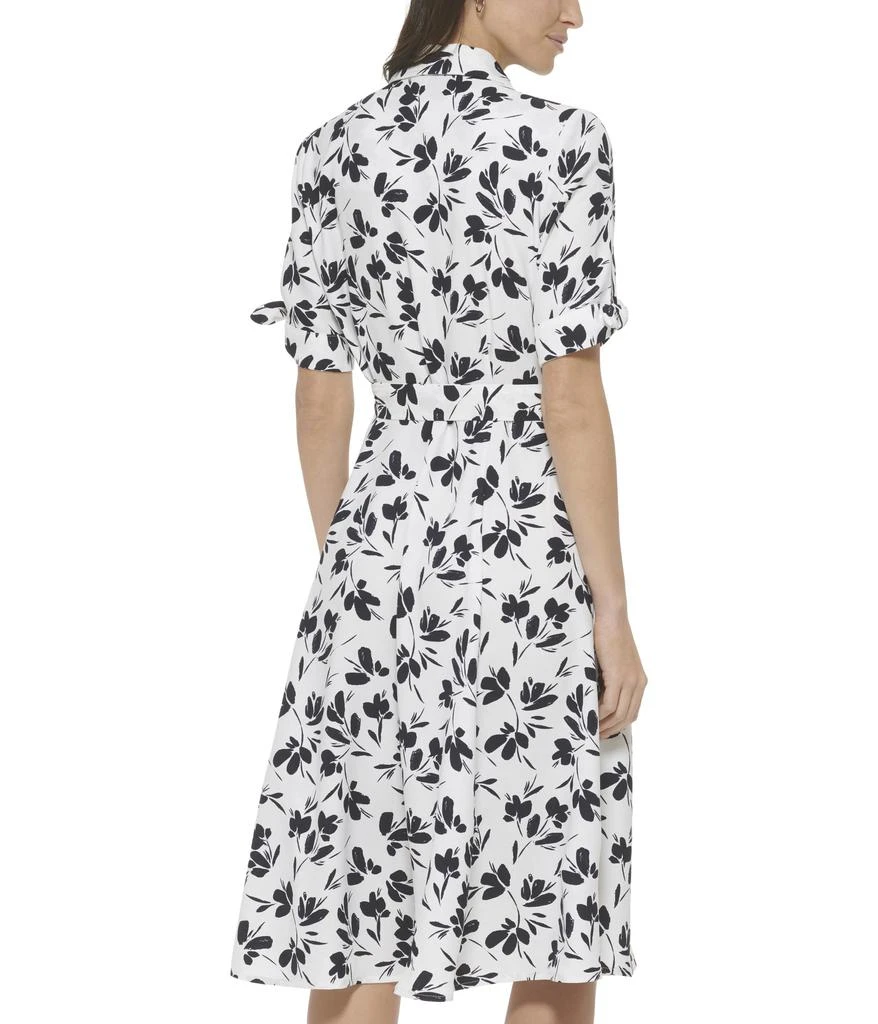 Calvin Klein Dot Crepe Shirt Dress with Short Sleeve Tie Detail 2