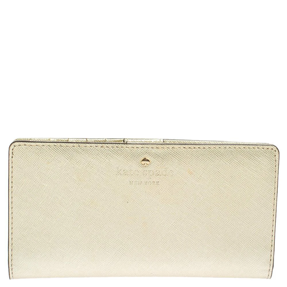 Kate Spade Kate Spade Metallic Gold Leather Long Flap Wallet 1