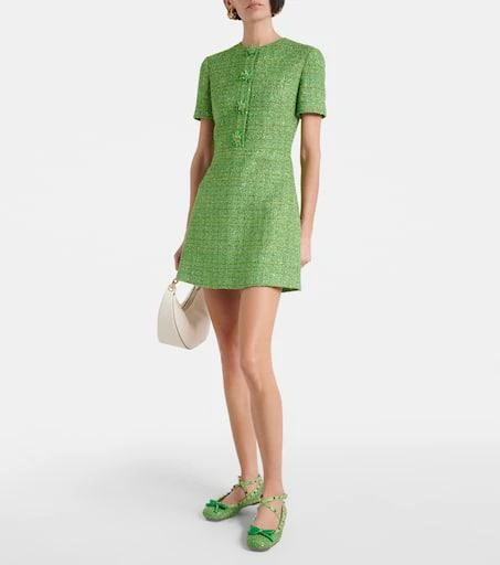 Valentino Rockstud tweed lamé ballet flats 2