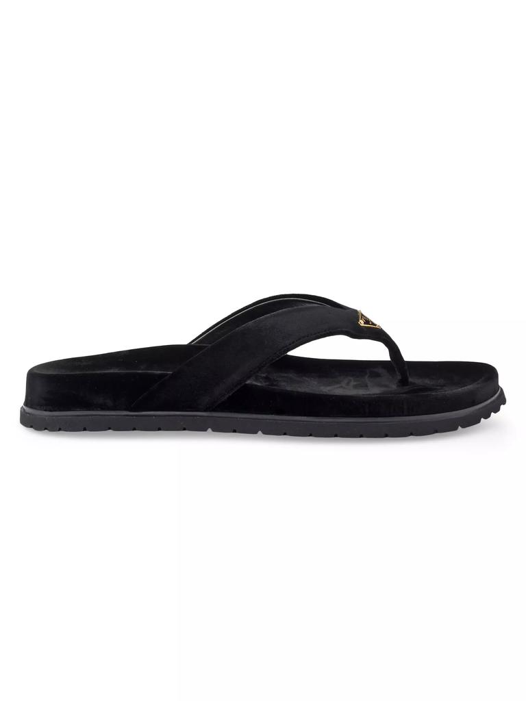 Prada Velvet Thong Flip Flops BLACK 35.5 5.5 Sandals Free Shipping BeyondStyle