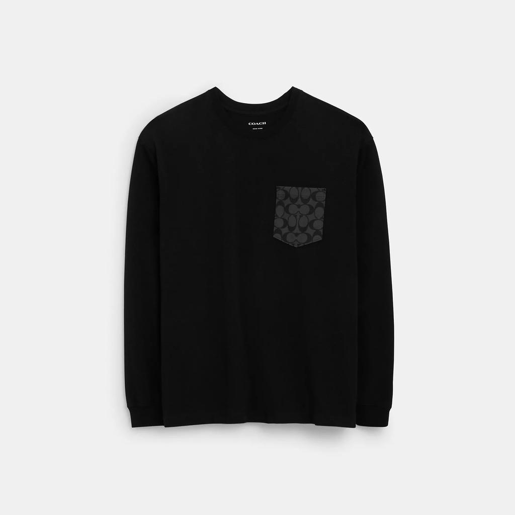 Coach Signature Long Sleeve T Shirt In Organic Cotton