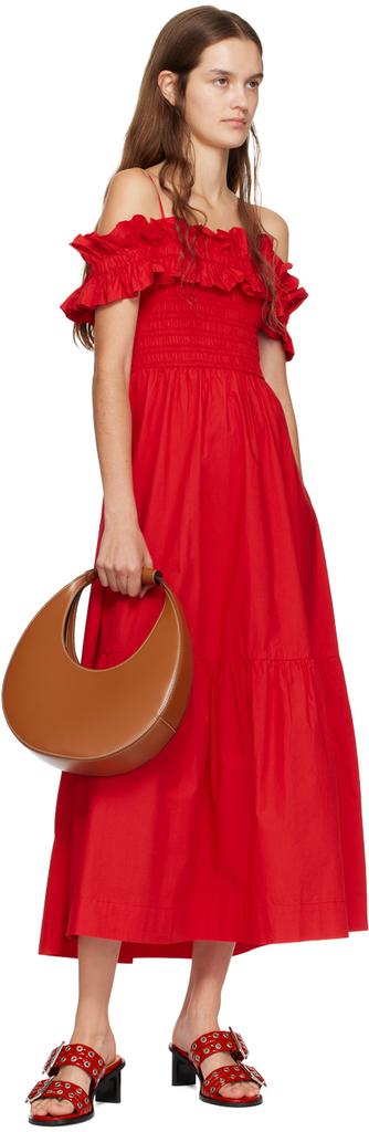 Ganni Red Feminine Buckled Mule Heeled Sandals - Shoes