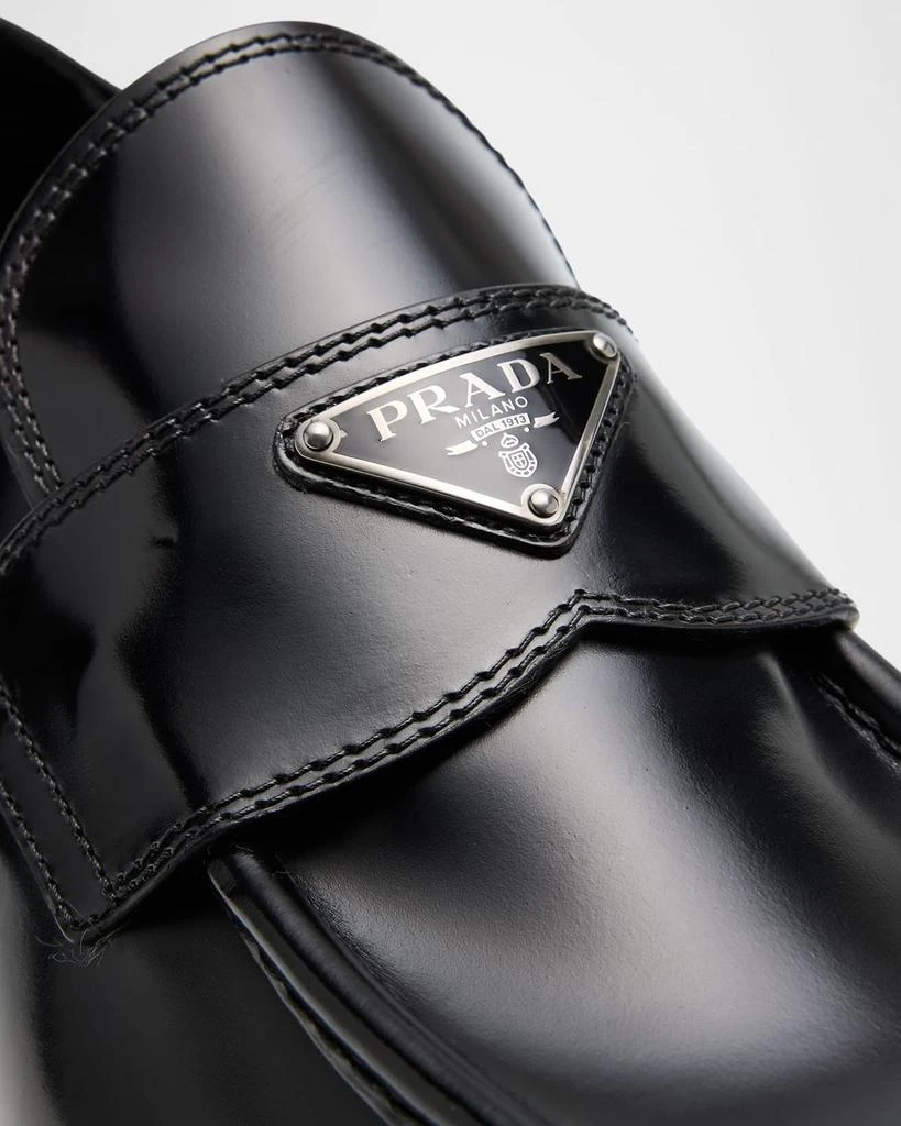 Prada Men's Brushed Leather Lug-Sole Loafers 5