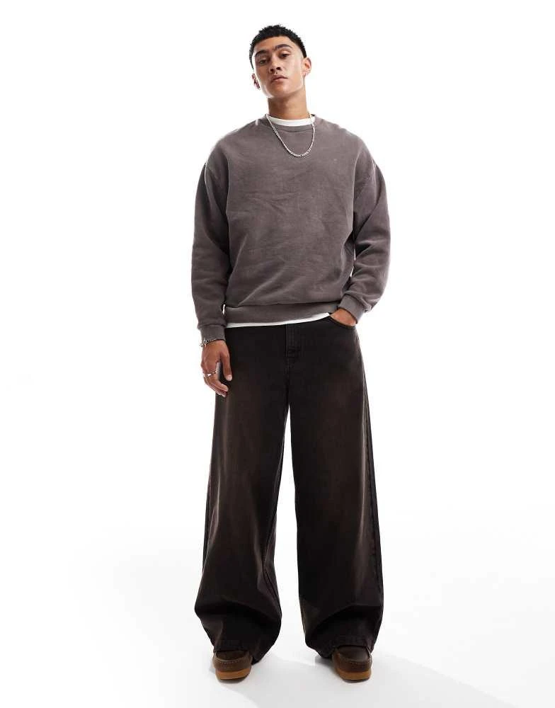 ASOS ASOS DESIGN super baggy jeans with brown tint in washed black 1