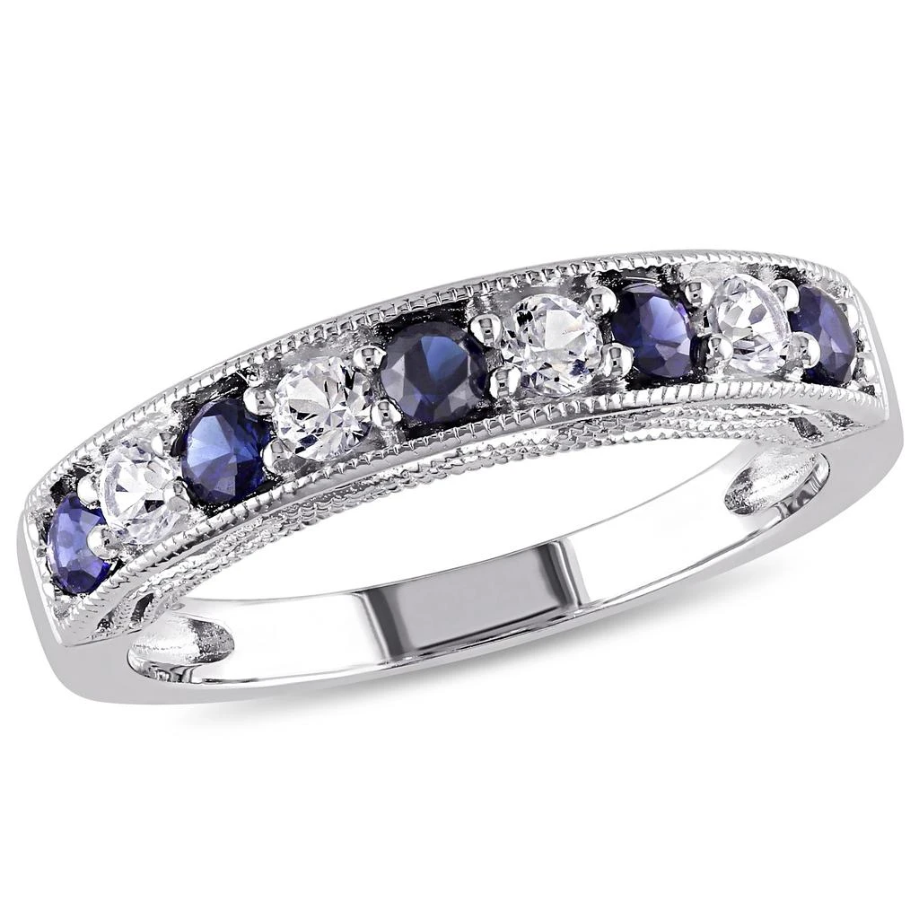 Mimi 
Max 4/5ct TGW Created Blue and Created White Sapphire Anniversary Band in Sterling Silver