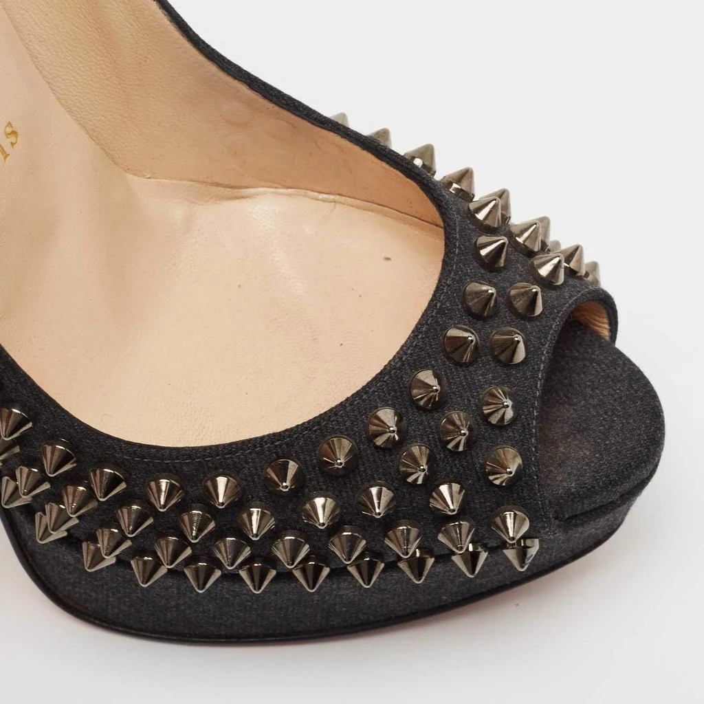 Christian Louboutin Christian Louboutin Dark Grey Denim Lady Peep Spikes Pumps Size 37 7