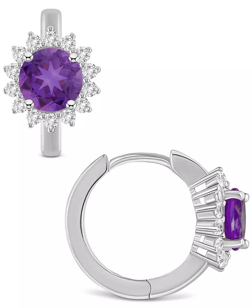 Macy
s Rhodolite Garnet (2-1/5 ct. t.w.) 
White Topaz (1/2 ct. t.w.) Halo Hoop Earrings in Sterling Silver (Also in Peridot, Blue Topaz, Amethyst 
Citrine) 3