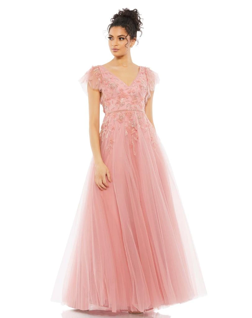 Mac Duggal Embellished Cap Sleeve V Neck Gown 1