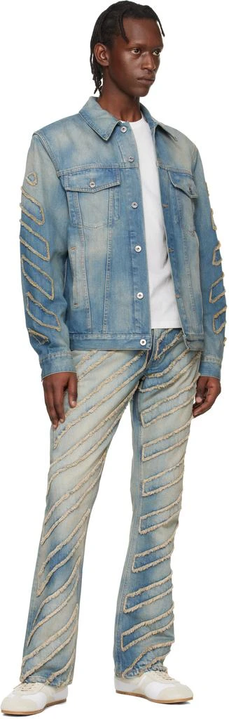 Off-White Blue Diagonal Raw Patch Denim Jacket 4