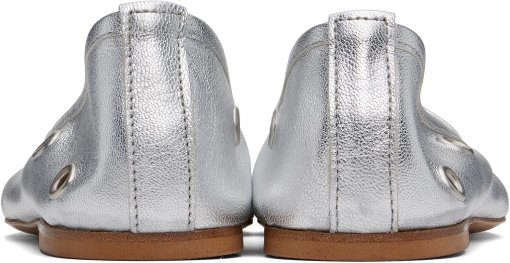 mfpen Silver Eyelet Ballerina Flats