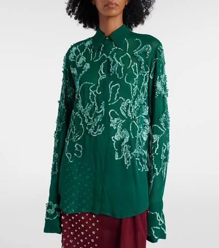 Dries Van Noten Embellished semi-sheer shirt 6
