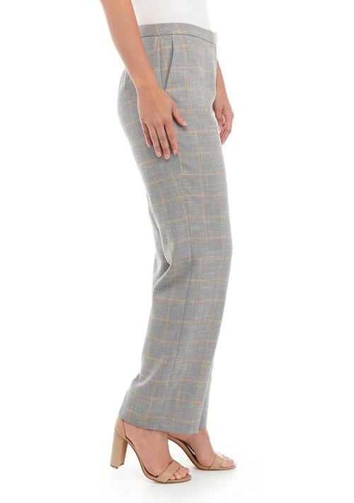 Kasper Womens Stretch Crepe Plaid Trousers 3