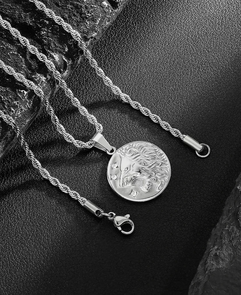 Rhona Sutton Silver Stainless Steel Lion Coin Pendant Necklace 2