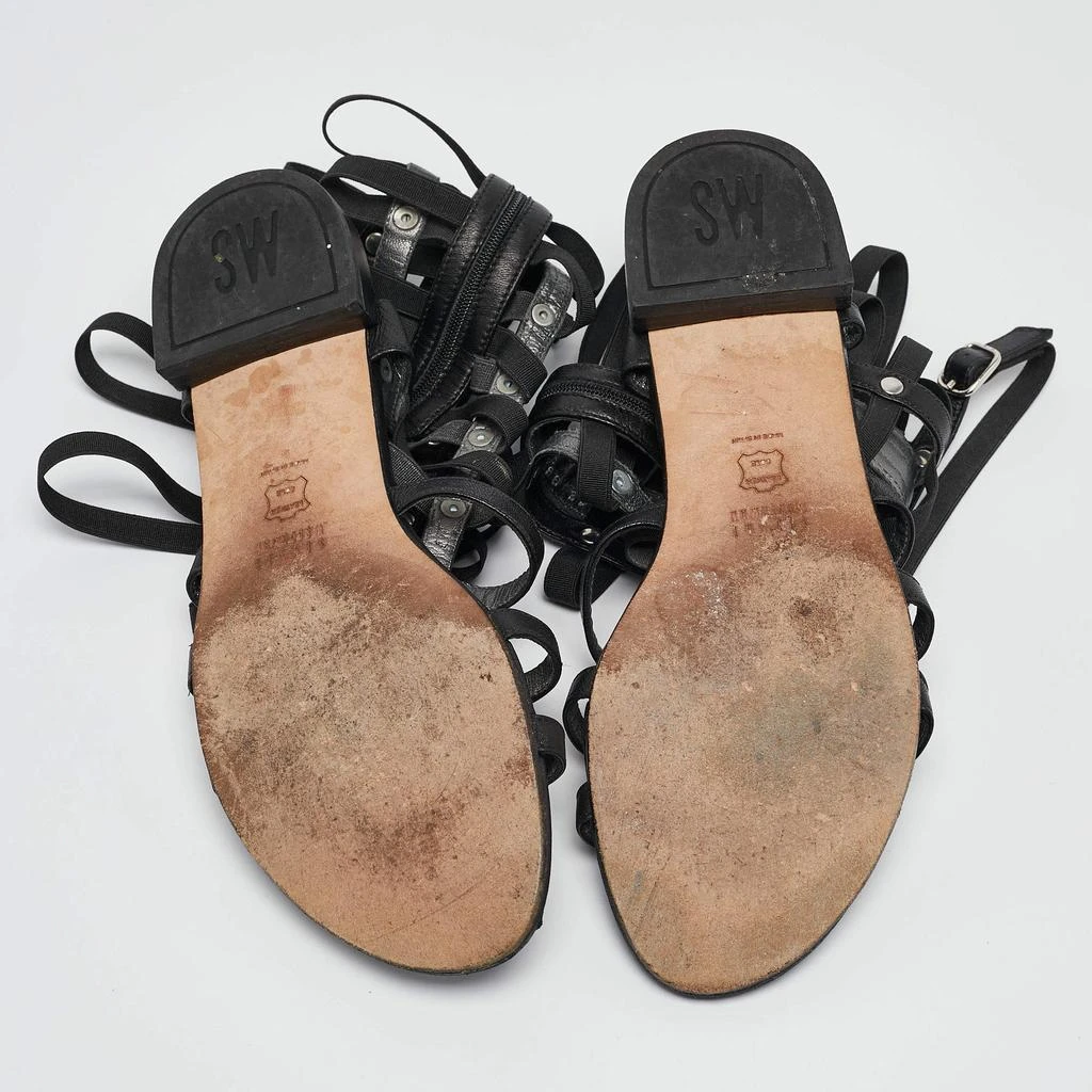 Stuart Weitzman Stuart Weitzman Black Leather Aphrodite Gladiator Flat Sandals Size 38.5  6