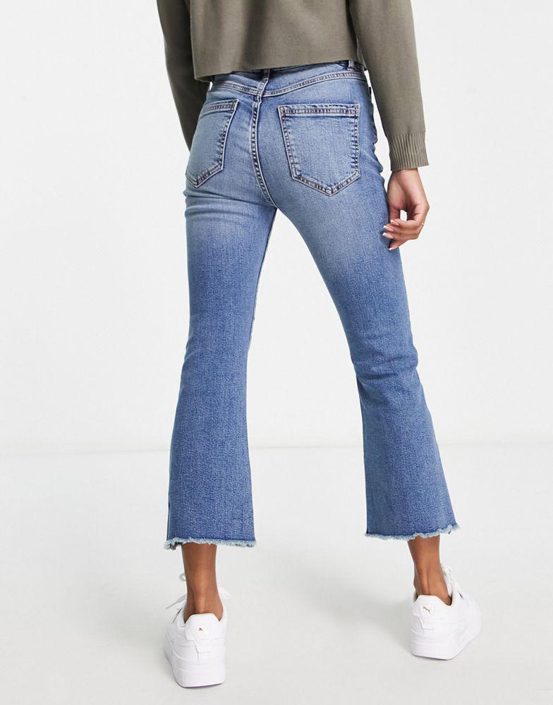 Miss Selfridge Miss Selfridge Petite cropped kickflare jean in mid wash