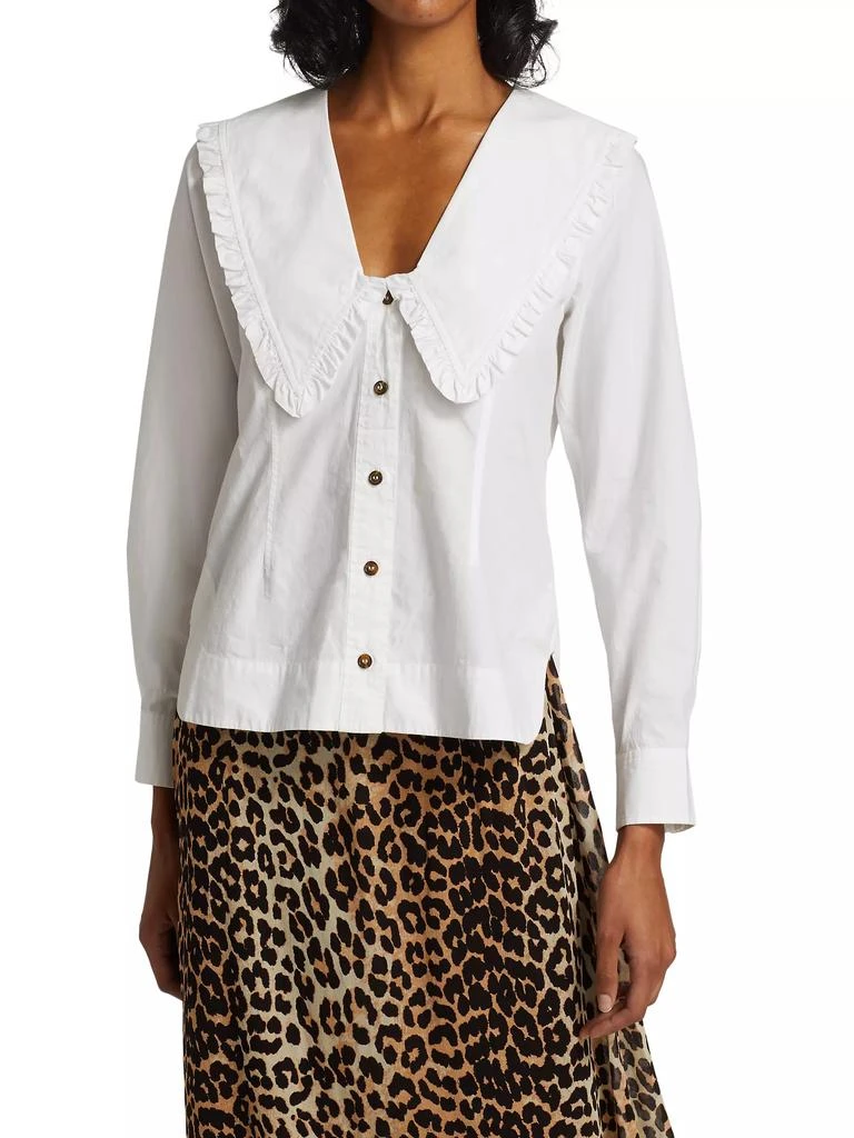 Ganni Cotton Poplin Pilgrim Collar Top 3