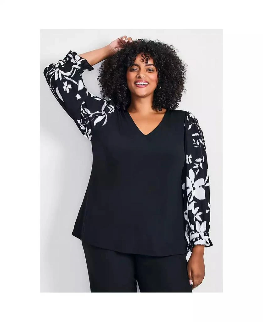 AVENUE Plus Size Scarlet Mix Media Women's Top
