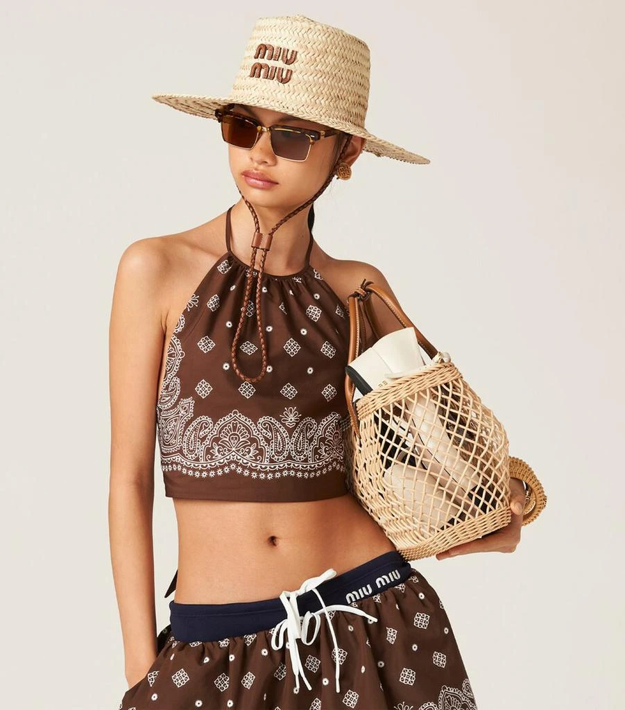 Miu Miu Woven Raffia Tote Bag 2