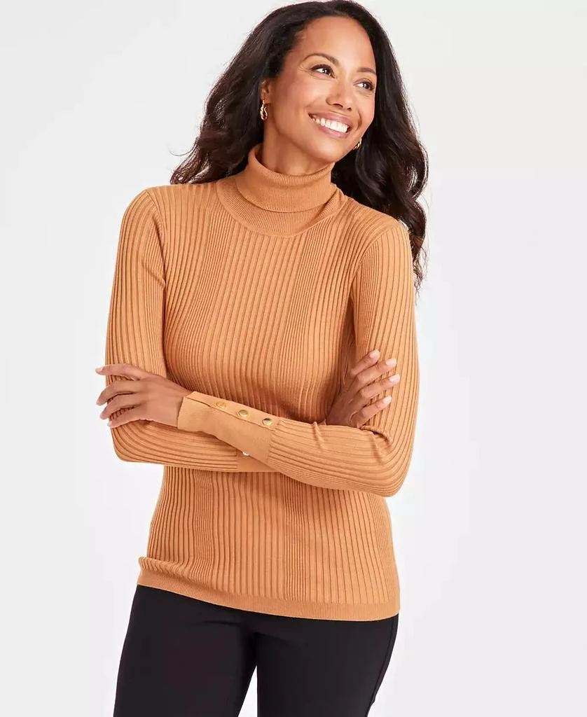 JM Collection Petite Ribbed Turtleneck Sweater, Created for Macy's 1