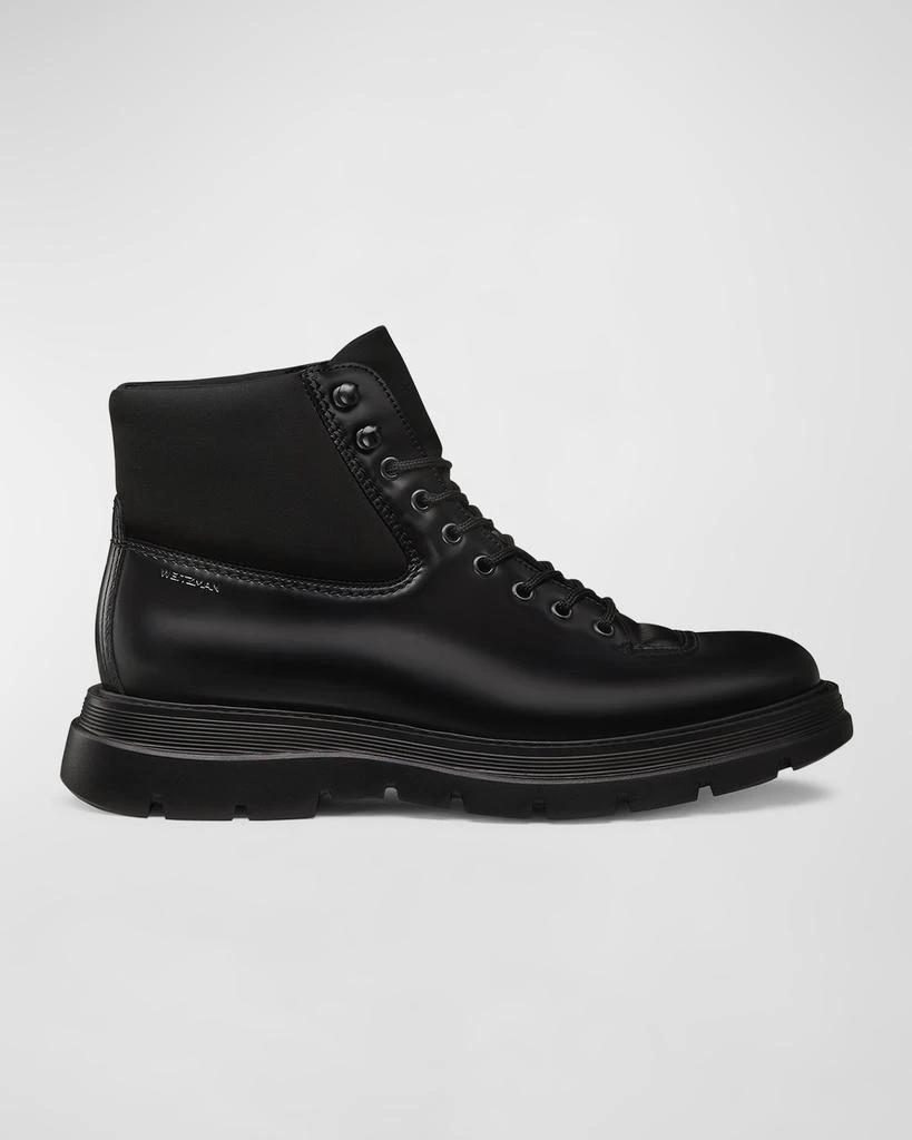 Stuart Weitzman Men's Adam Leather and Neoprene Combat Boots 1
